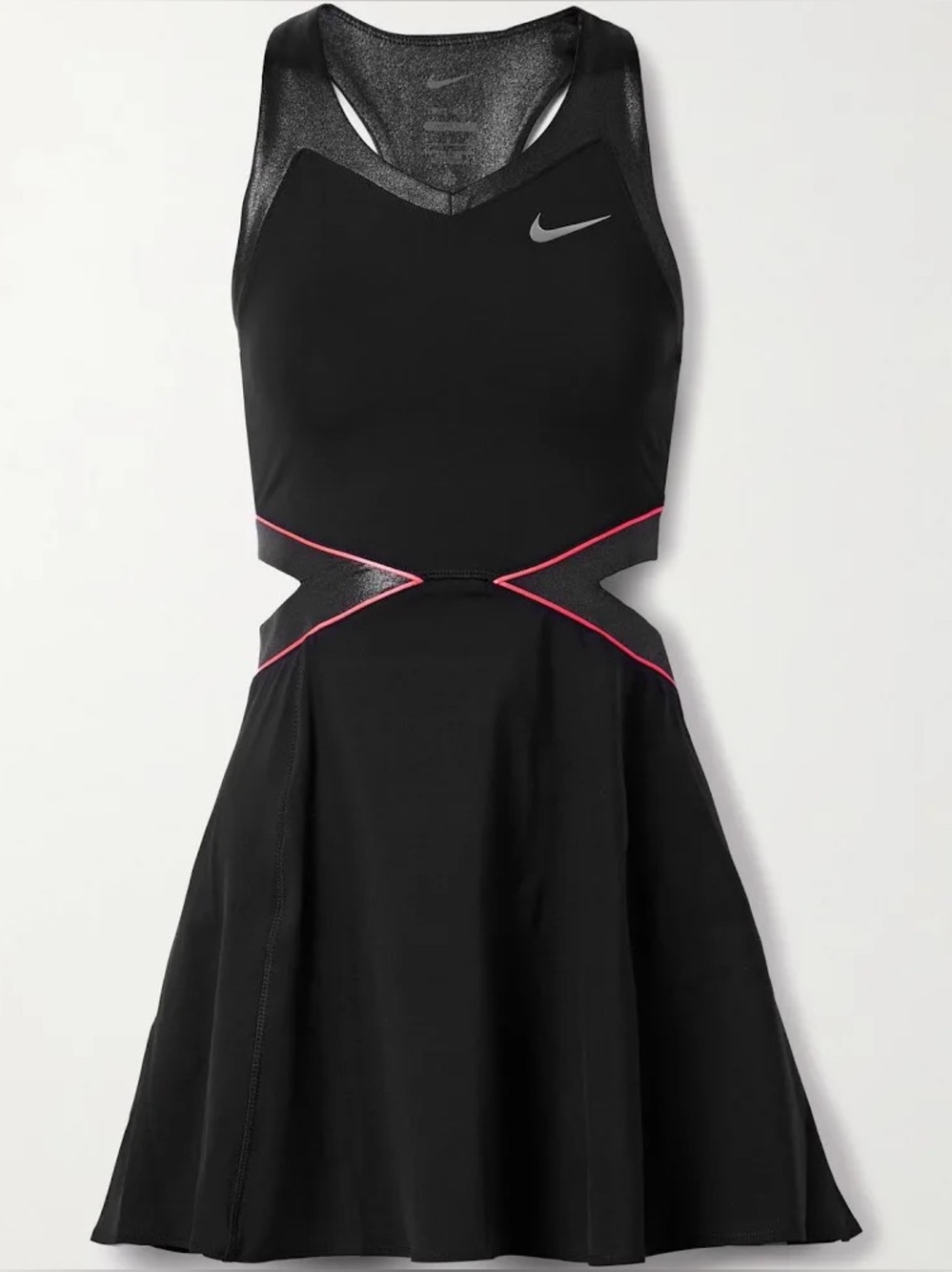 NIKE COURT SLAM CUTOUT MESH BACK Tennis Dress with Subtle CORAL Trim LARGE
